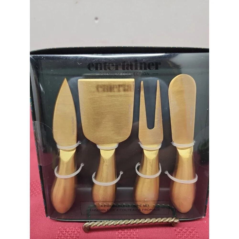 Entertainer Premium Collection Cheese Knife Set 4 Piece Brushed Gold New Sealed